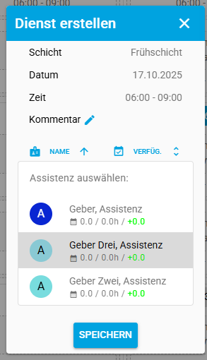 Assistenz auswählen