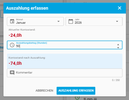 Kontostand nach Auszahlung