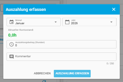 Auszahlung erfassen Dialog