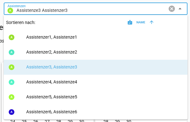Assistenz auswählen