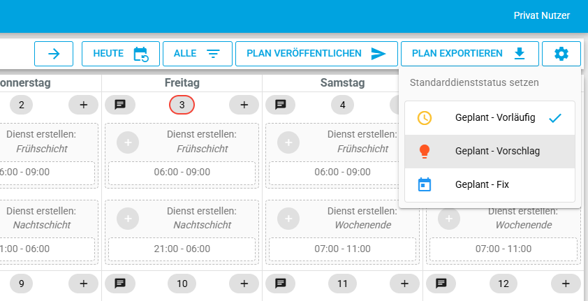 Kalendereinstellungen