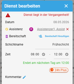 Dienst ĂĽber 24 Stunden
