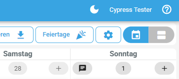 Feiertage-Button in der Werkzeugleiste