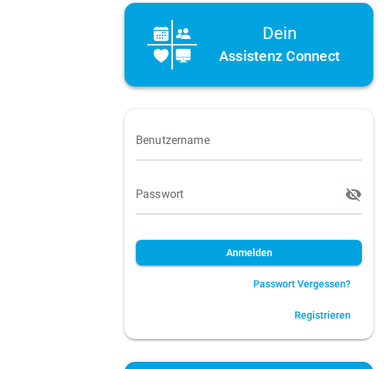 Passwort vergessen Link auf der Login-Seite