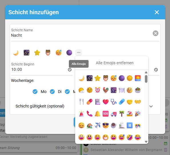 Emojis in shift names
